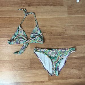 Victoria's Secret Paisley Bikini Swimsuit Set Women Size Small Vacation Swim